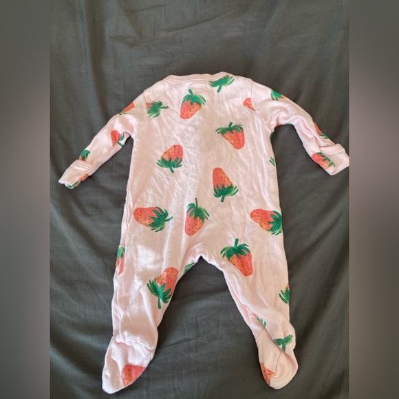 Old Navy Strawberry Footed Onesie - Picture 3 of 4